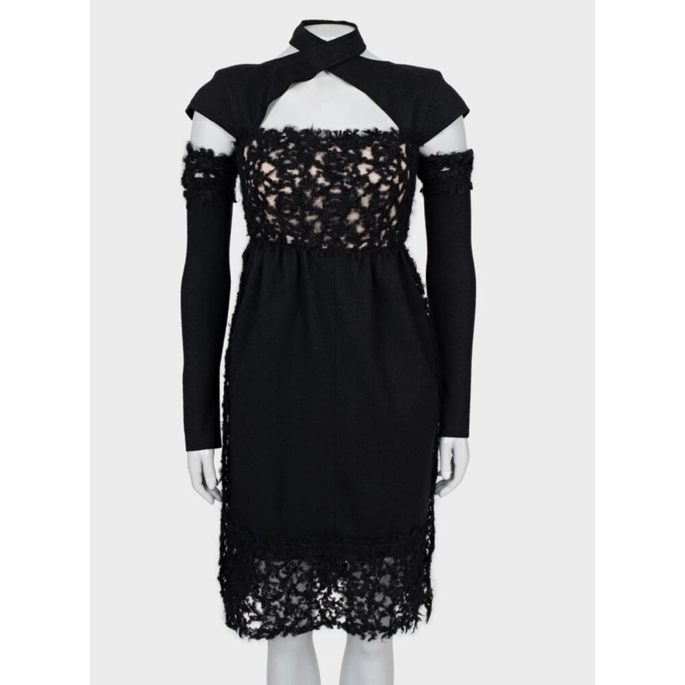 Fendi Black Wool Detachable Sleeves l Dress Sz/40/S